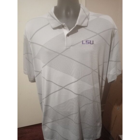 LSU Tigers Polo Shirt Men 2XL Gray Nike Golf Football Dri Fit Collar - Picture 1 of 13